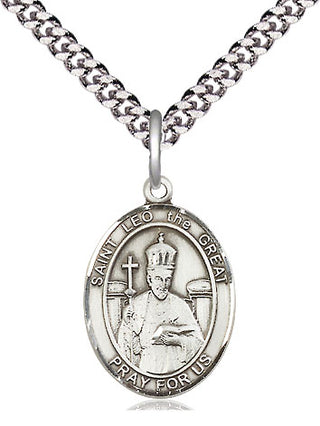 Sterling Silver Saint Leo the Great Medal Religious Jewelry Engraved Catholic Saint Jewelry