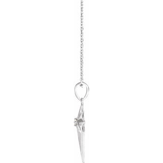 Sterling Silver .03 CT Natural Diamond Star Cross 16-18" Necklace
