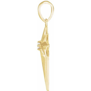 14K Yellow .03 CT Natural Diamond Star Cross Pendant