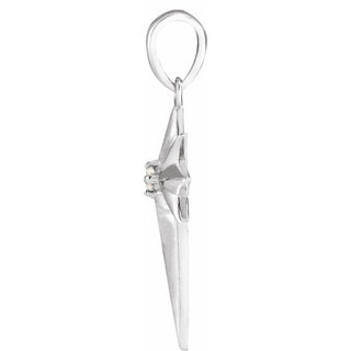 14K White .03 CT Natural Diamond Star Cross Pendant