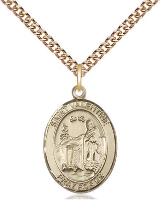 14kt Gold Saint Valentine of Rome Medal Engraved Catholic Saint Jewelry