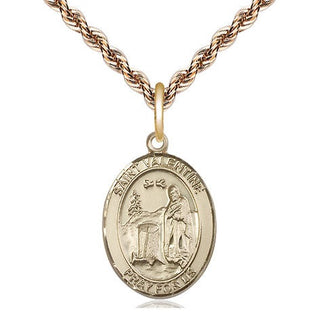 14kt Gold Saint Valentine of Rome Medal Engraved Catholic Saint Jewelry