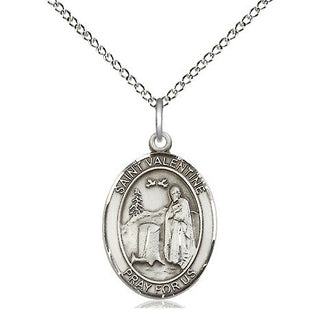 Sterling Silver Saint Valentine of Rome Medal Religious Jewelry Engraved Catholic Saint Jewelry