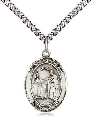 Sterling Silver Saint Valentine of Rome Medal Religious Jewelry Engraved Catholic Saint Jewelry