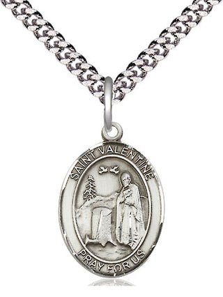 Sterling Silver Saint Valentine of Rome Medal Religious Jewelry Engraved Catholic Saint Jewelry
