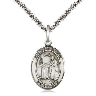 Sterling Silver Saint Valentine of Rome Medal Religious Jewelry Engraved Catholic Saint Jewelry