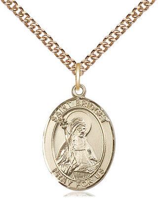 14kt Gold Filled Saint Bridget of Sweden Medal Religious Jewelry Engraved Catholic Saint Jewelry