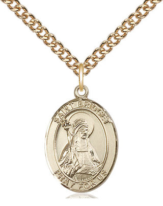 14kt Gold Filled Saint Bridget of Sweden Medal Religious Jewelry Engraved Catholic Saint Jewelry