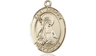 14kt Gold Saint Bridget of Sweden Medal Engraved Catholic Saint Jewelry