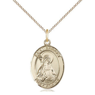 14kt Gold Saint Bridget of Sweden Medal Engraved Catholic Saint Jewelry