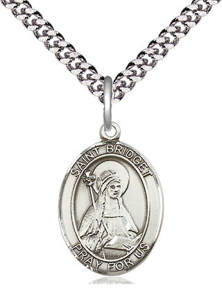 Pewter Saint Bridget of Sweden Medal Religious Jewelry Engraved Catholic Saint Jewelry