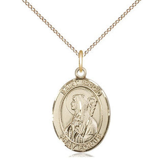 14kt Gold Filled Saint Brigid of Ireland Medal Religious Jewelry Engraved Catholic Saint Jewelry