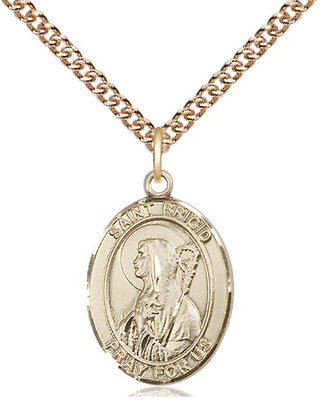 14kt Gold Filled Saint Brigid of Ireland Medal Religious Jewelry Engraved Catholic Saint Jewelry