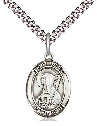 Pewter Saint Brigid of Ireland Medal Religious Jewelry Engraved Catholic Saint Jewelry