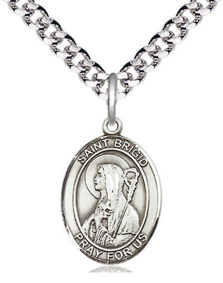 Pewter Saint Brigid of Ireland Medal Religious Jewelry Engraved Catholic Saint Jewelry