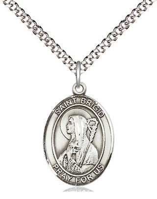 Pewter Saint Brigid of Ireland Medal Religious Jewelry Engraved Catholic Saint Jewelry