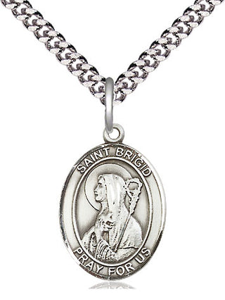Pewter Saint Brigid of Ireland Medal Religious Jewelry Engraved Catholic Saint Jewelry