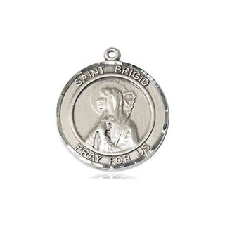 Pewter Saint Brigid of Ireland Medal Engraved Catholic Saint Jewelry