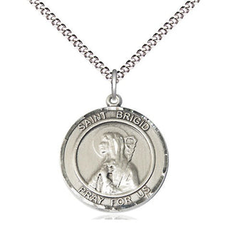 Pewter Saint Brigid of Ireland Medal Religious Jewelry Engraved Catholic Saint Jewelry