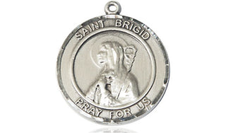 Sterling Silver Saint Brigid of Ireland Medal Religious Jewelry Engraved Catholic Saint Jewelry