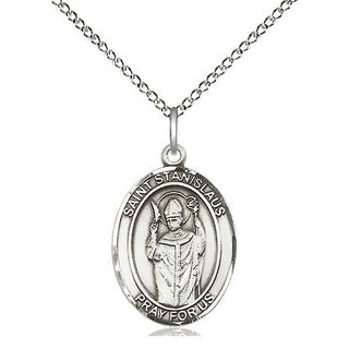 Sterling Silver Saint Stanislaus Medal Religious Jewelry Engraved Catholic Saint Jewelry