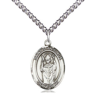 Sterling Silver Saint Stanislaus Medal Religious Jewelry Engraved Catholic Saint Jewelry