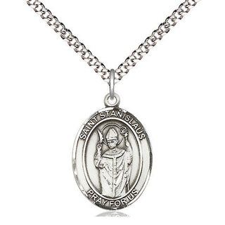 Sterling Silver Saint Stanislaus Medal Religious Jewelry Engraved Catholic Saint Jewelry