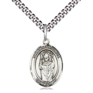 Sterling Silver Saint Stanislaus Medal Religious Jewelry Engraved Catholic Saint Jewelry