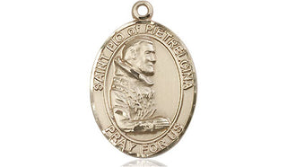14kt Gold Filled Saint Pio of Pietrelcina Medal Engraved Catholic Saint Jewelry