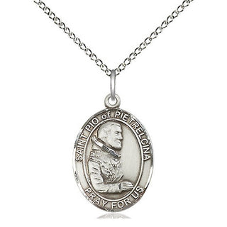 Sterling Silver Saint Pio of Pietrelcina Medal Religious Jewelry Engraved Catholic Saint Jewelry