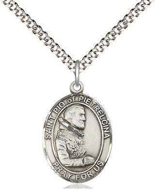 Sterling Silver Saint Pio of Pietrelcina Medal Religious Jewelry Engraved Catholic Saint Jewelry