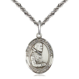 Sterling Silver Saint Pio of Pietrelcina Medal Religious Jewelry Engraved Catholic Saint Jewelry
