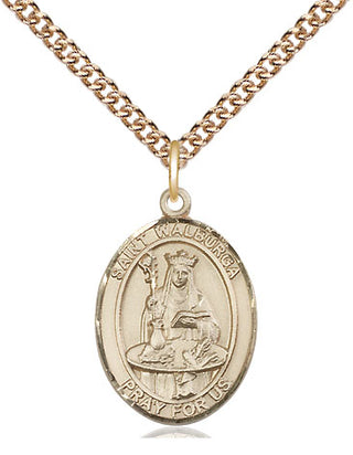 14kt Gold Filled Saint Walburga Medal Religious Jewelry Engraved Catholic Saint Jewelry