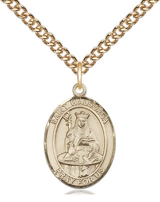 14kt Gold Filled Saint Walburga Medal Religious Jewelry Engraved Catholic Saint Jewelry