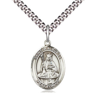 Pewter Saint Walburga Medal Religious Jewelry Engraved Catholic Saint Jewelry