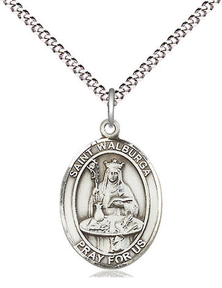 Sterling Silver Saint Walburga Medal Religious Jewelry Engraved Catholic Saint Jewelry