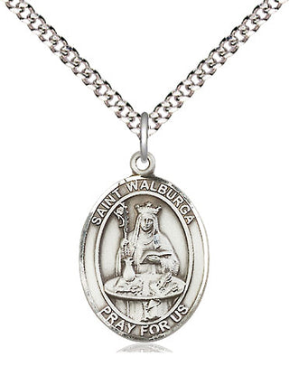 Sterling Silver Saint Walburga Medal Religious Jewelry Engraved Catholic Saint Jewelry