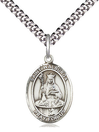 Sterling Silver Saint Walburga Medal Religious Jewelry Engraved Catholic Saint Jewelry
