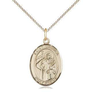 14kt Gold Saint Ursula Medal Engraved Catholic Saint Jewelry