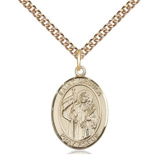 14kt Gold Saint Ursula Medal Engraved Catholic Saint Jewelry