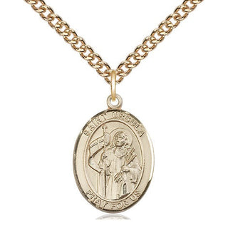 14kt Gold Saint Ursula Medal Engraved Catholic Saint Jewelry
