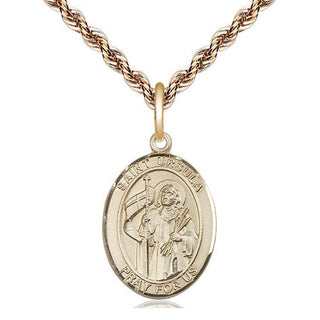 14kt Gold Saint Ursula Medal Engraved Catholic Saint Jewelry