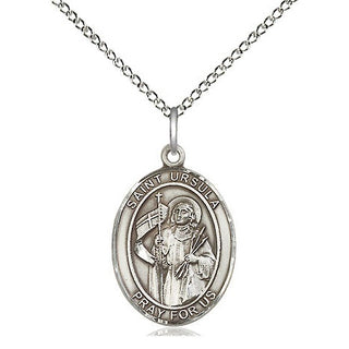 Sterling Silver Saint Ursula Medal Religious Jewelry Engraved Catholic Saint Jewelry