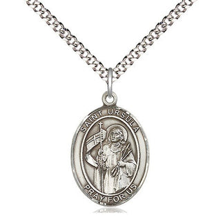 Sterling Silver Saint Ursula Medal Religious Jewelry Engraved Catholic Saint Jewelry