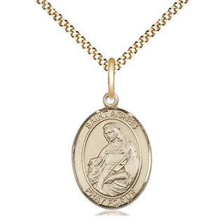 14kt Gold Filled Saint Agnes of Rome Medal Religious Jewelry Engraved Catholic Saint Jewelry
