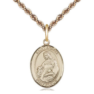 14kt Gold Filled Saint Agnes of Rome Medal Religious Jewelry Engraved Catholic Saint Jewelry