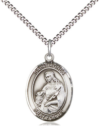 Pewter Saint Agnes of Rome Medal Religious Jewelry Engraved Catholic Saint Jewelry