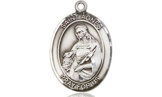 Pewter Saint Agnes of Rome Medal Engraved Catholic Saint Jewelry