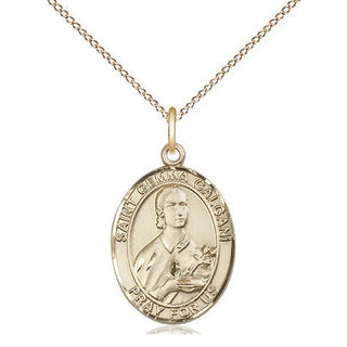 14kt Gold Saint Gemma Galgani Medal Engraved Catholic Saint Jewelry