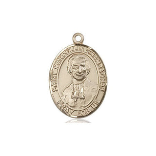 14kt Gold Saint Marcellin Champagnat Medal Engraved Catholic Saint Jewelry